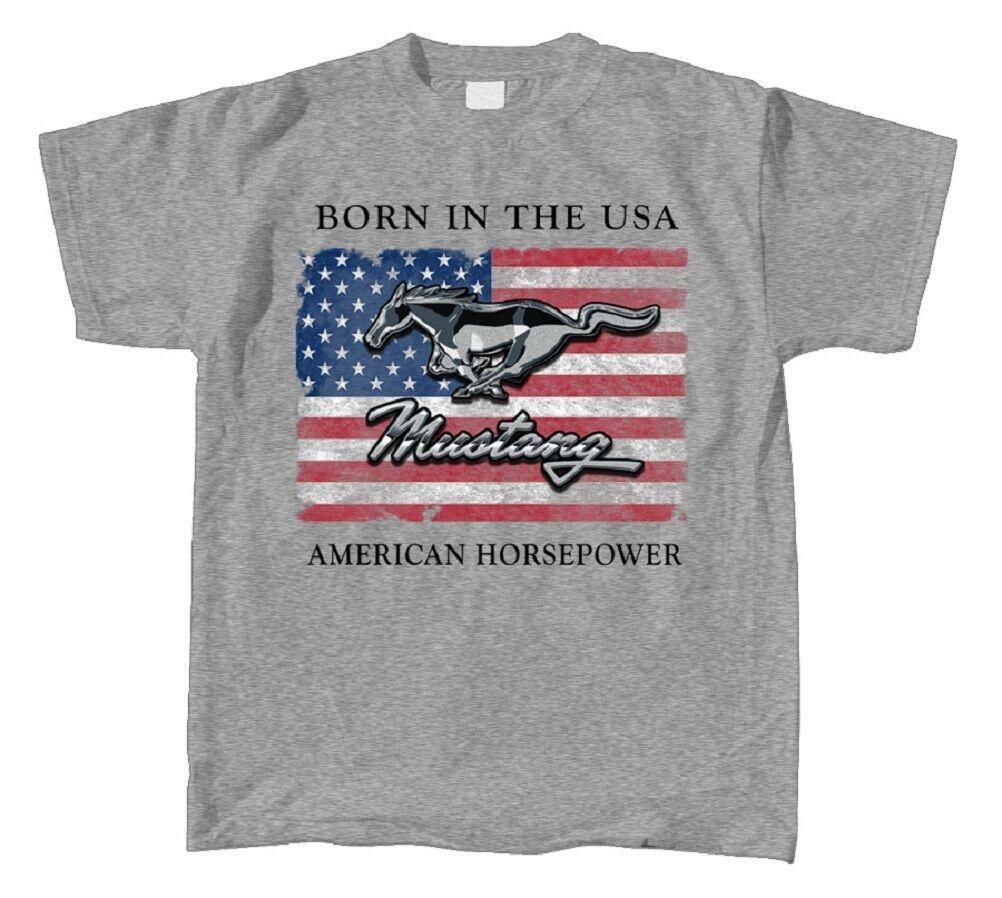 Ford Mustang Born in the USA/American Horsepower Mens T shirt LAST ONE