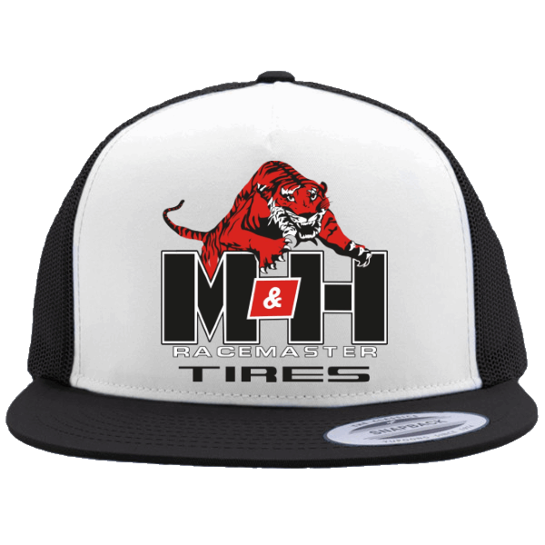 M&H Tire Racemaster Tires with Tiger Logo Flat Bill Truckers Hat