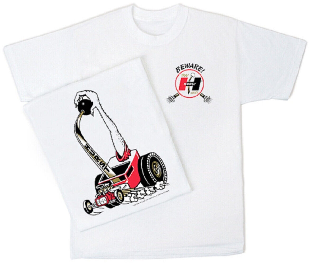 Hurst Beware Shifter Mens T Shirt Chevy Mopar Ford Pontiac Olds Drag Racing Hot Rods