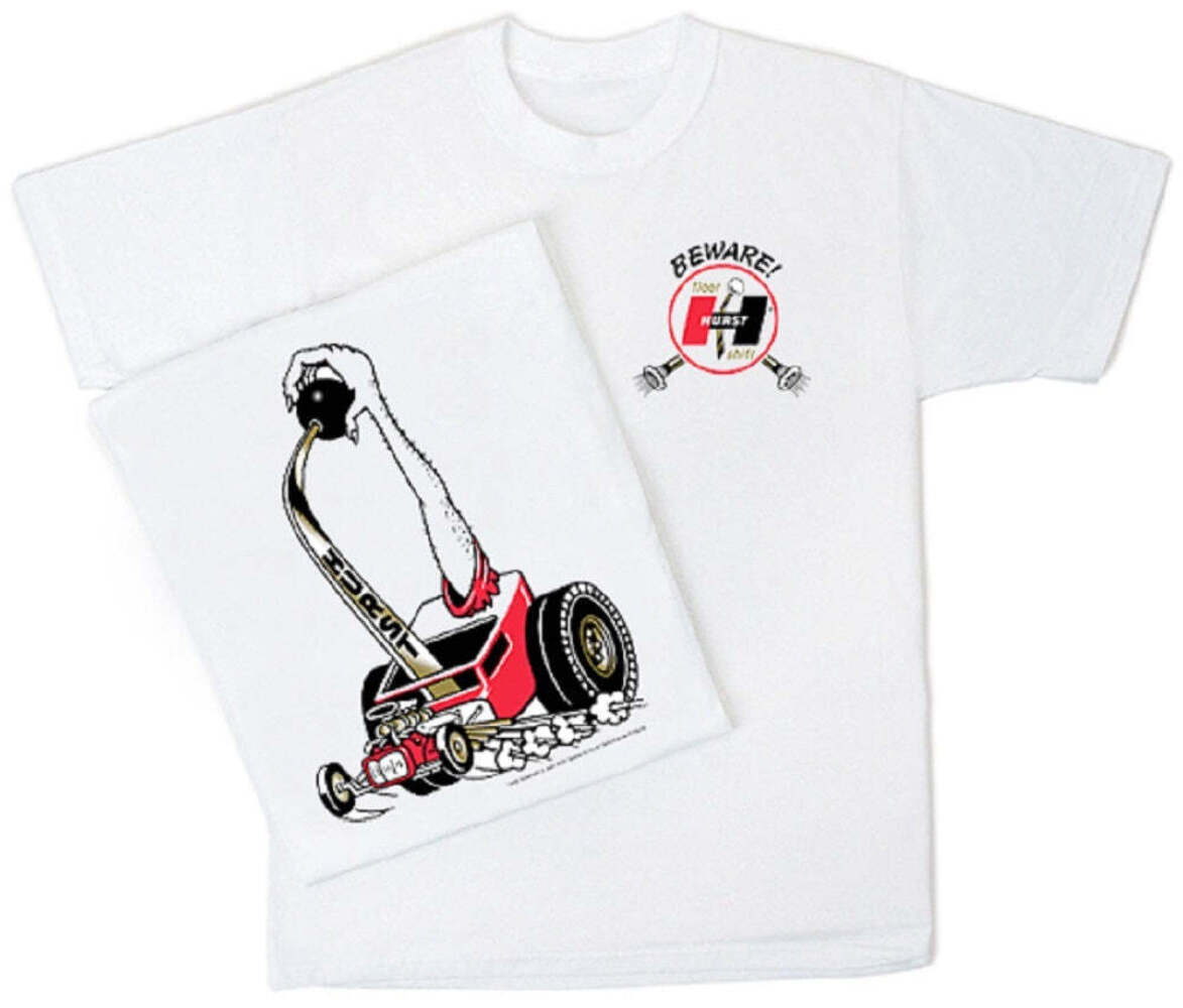 Hurst Beware Shifter Mens T Shirt Chevy Mopar Ford Pontiac Olds Drag Racing Hot Rods