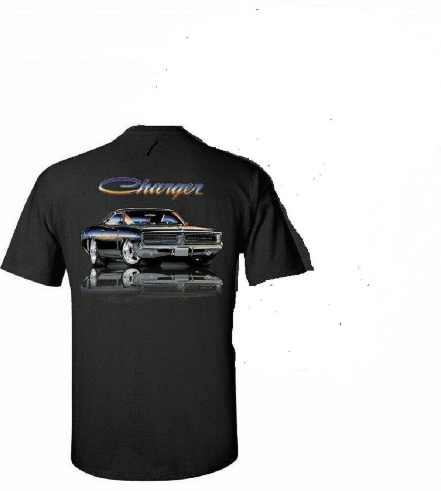 Dodge Charger Mens Black T shirt Mopar Licensed Hot Rod
