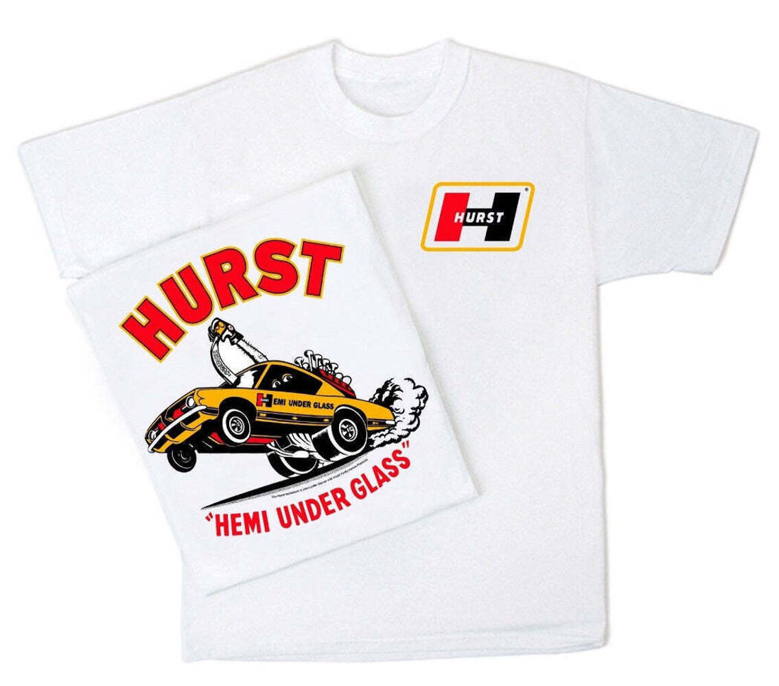 Hurst Hemi Under Glass Wheelstander Mens T shirt Drag Racing Hot Rods