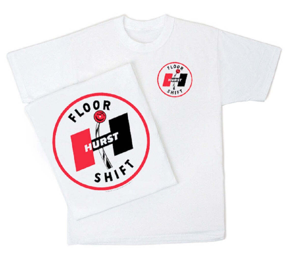 Hurst Floor Shifter Logo Mens T Shirt Chevy Mopar Ford Pontiac Olds Drag Racing Hot Rods