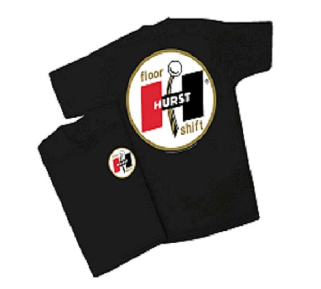 Hurst Shifter Logo Mens Black T Shirt Chevy Mopar Ford Pontiac Olds Drag Racing Hot Rods