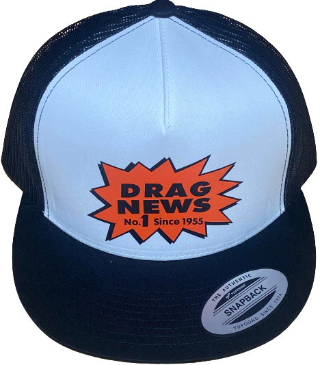 Drag News Since 1955 Flat Bill Truckers Hat available in 2 colors Hot Rods Drag Racing