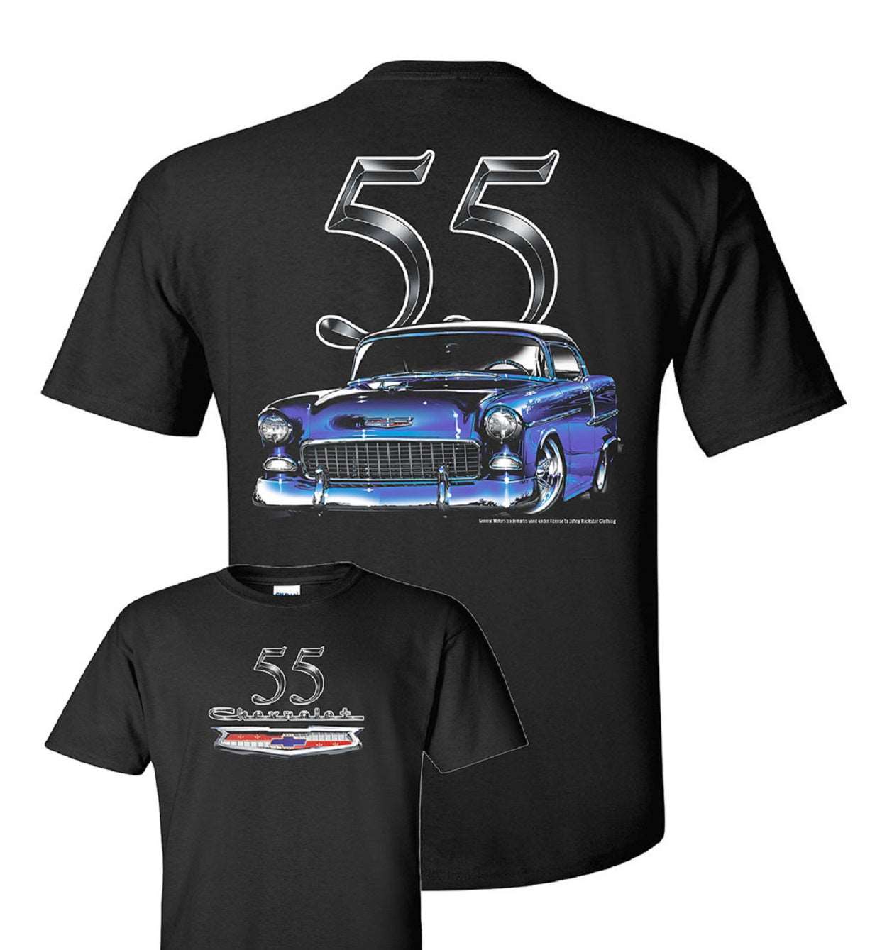 Chevrolet 1955 Bel Air/210 Mens Black T shirt Licensed