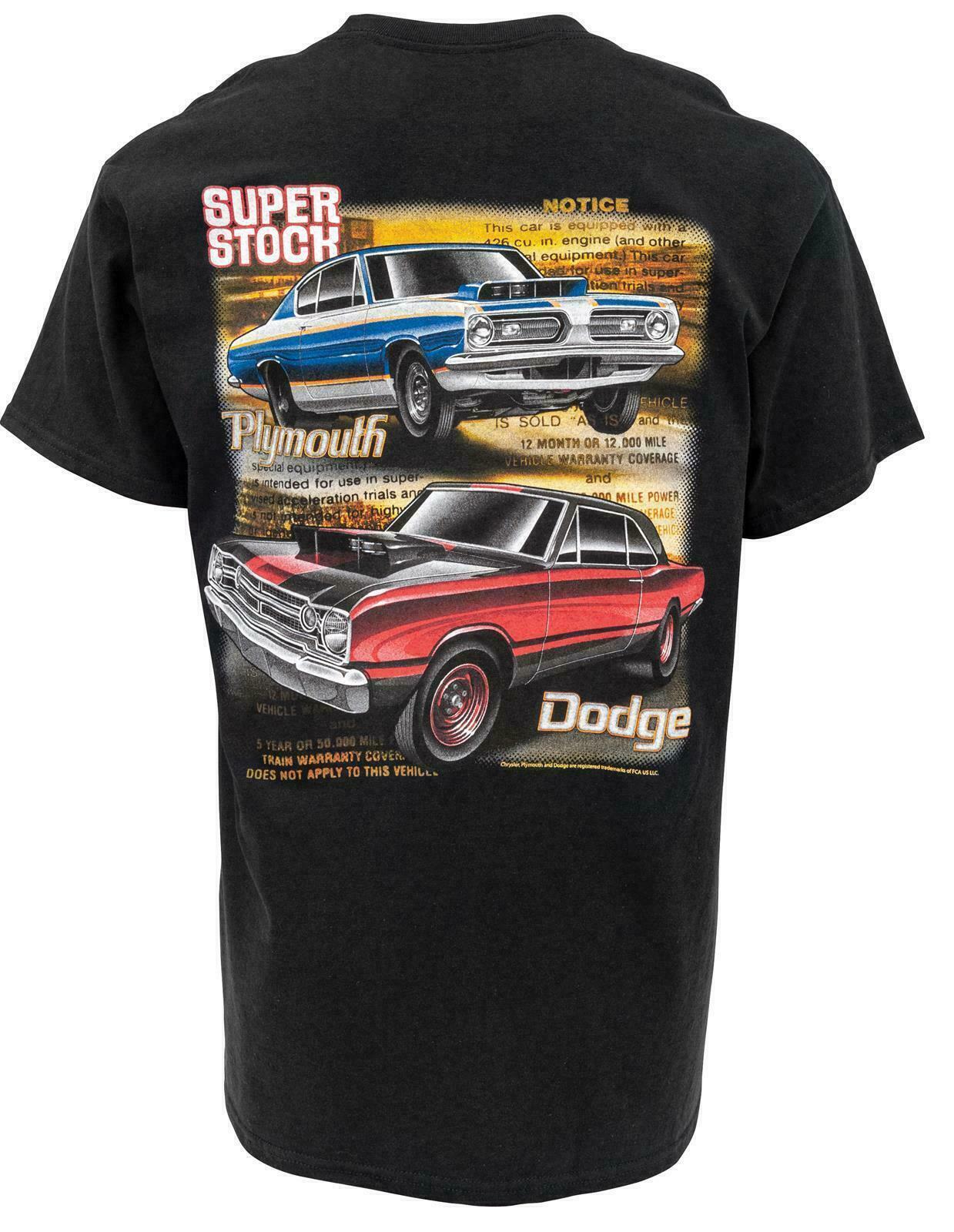Super Stock Dart & Barracuda Dodge/Plymouth Mopar Mens T shirt Licensed Drag Racing Hot Rods