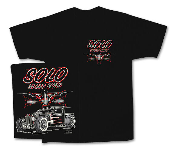 Solo Speed Shop / Ford Pickup Mens T shirt Rat Rod Traditional Rod Drag Racing Hot Rods
