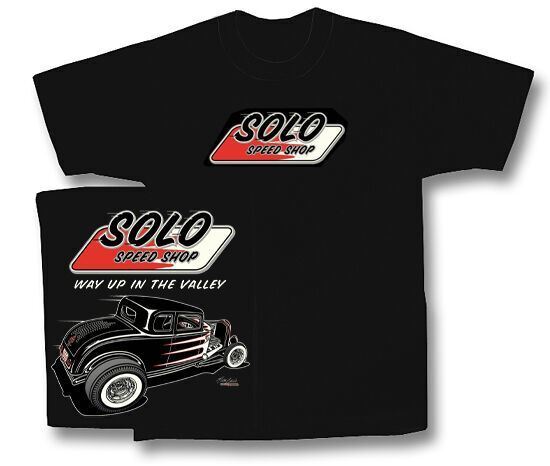 Solo Speed Shop / '32 Ford Coupe Mens T shirt Rat Rod Traditional Rod Drag Racing Hot Rods