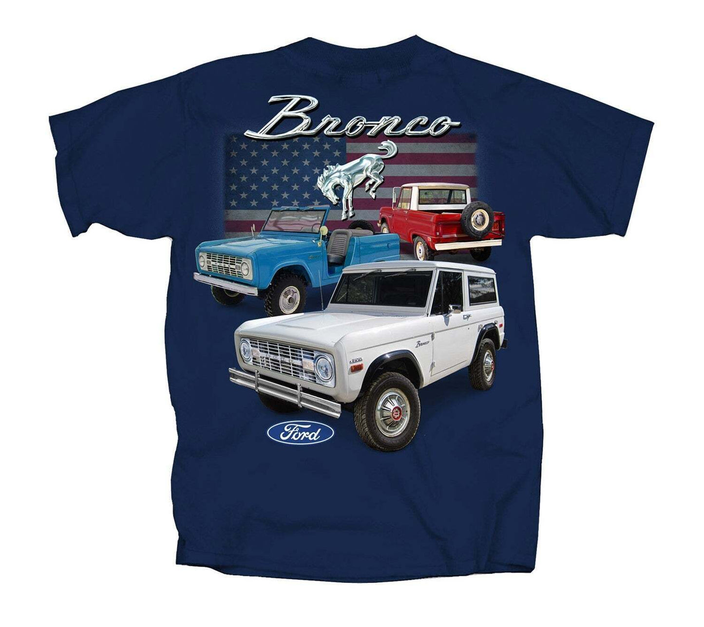 Ford Broncos Mens Blue T shirt(Joe Blow T's) Licensed