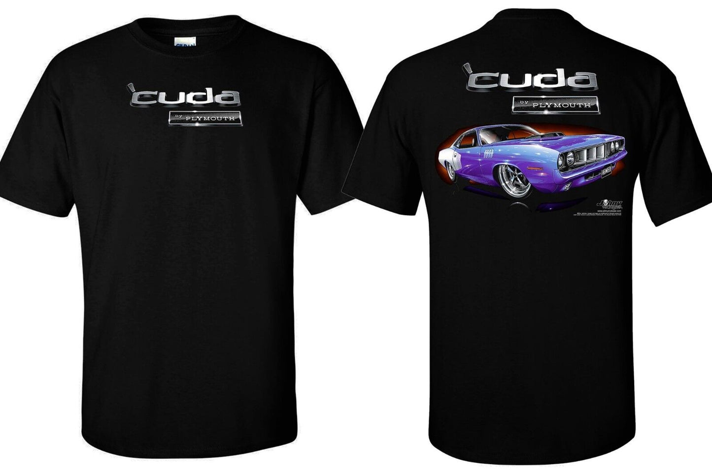 Plymouth Cuda Mens Black T shirt Mopar Licensed Hot Rod