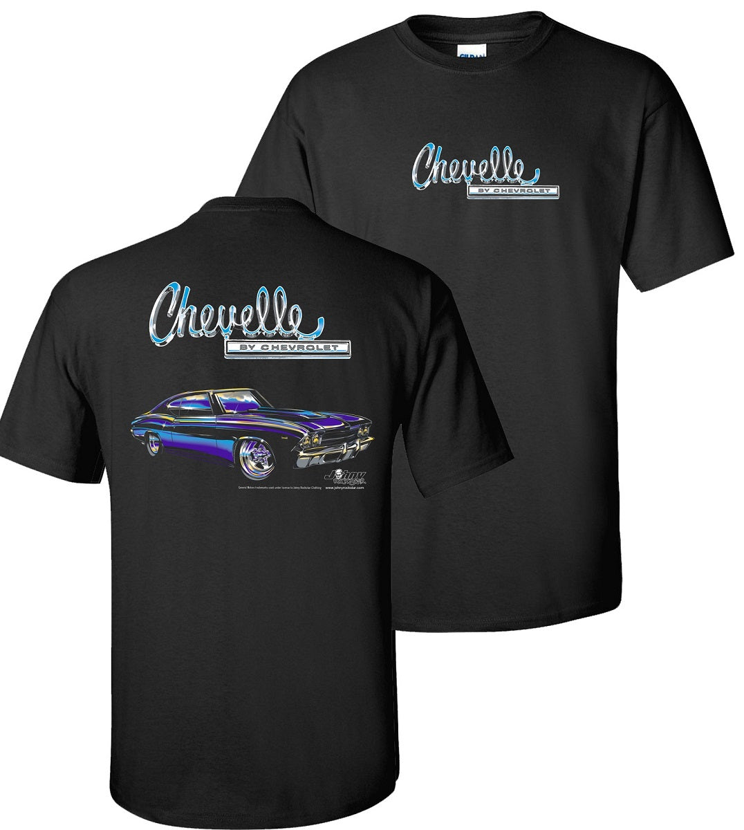 1969 Chevrolet Chevelle SS Men's Black T shirt Johny Rockstar Brand