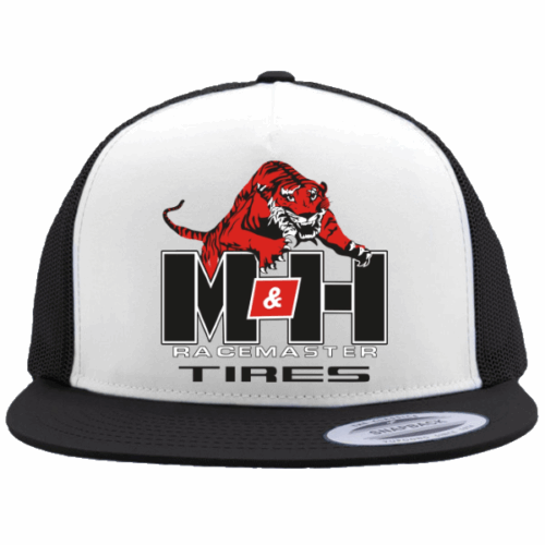 M&H Tire Racemaster Tires with Tiger Logo Flat Bill Truckers Hat