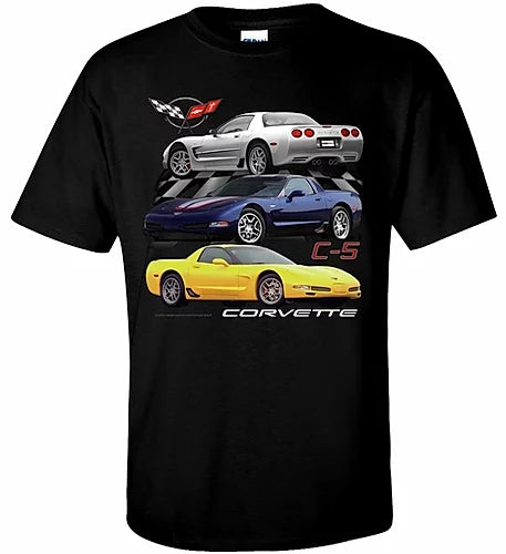 Chevrolet C 5 Corvette Men's Black T Shirt Licensed