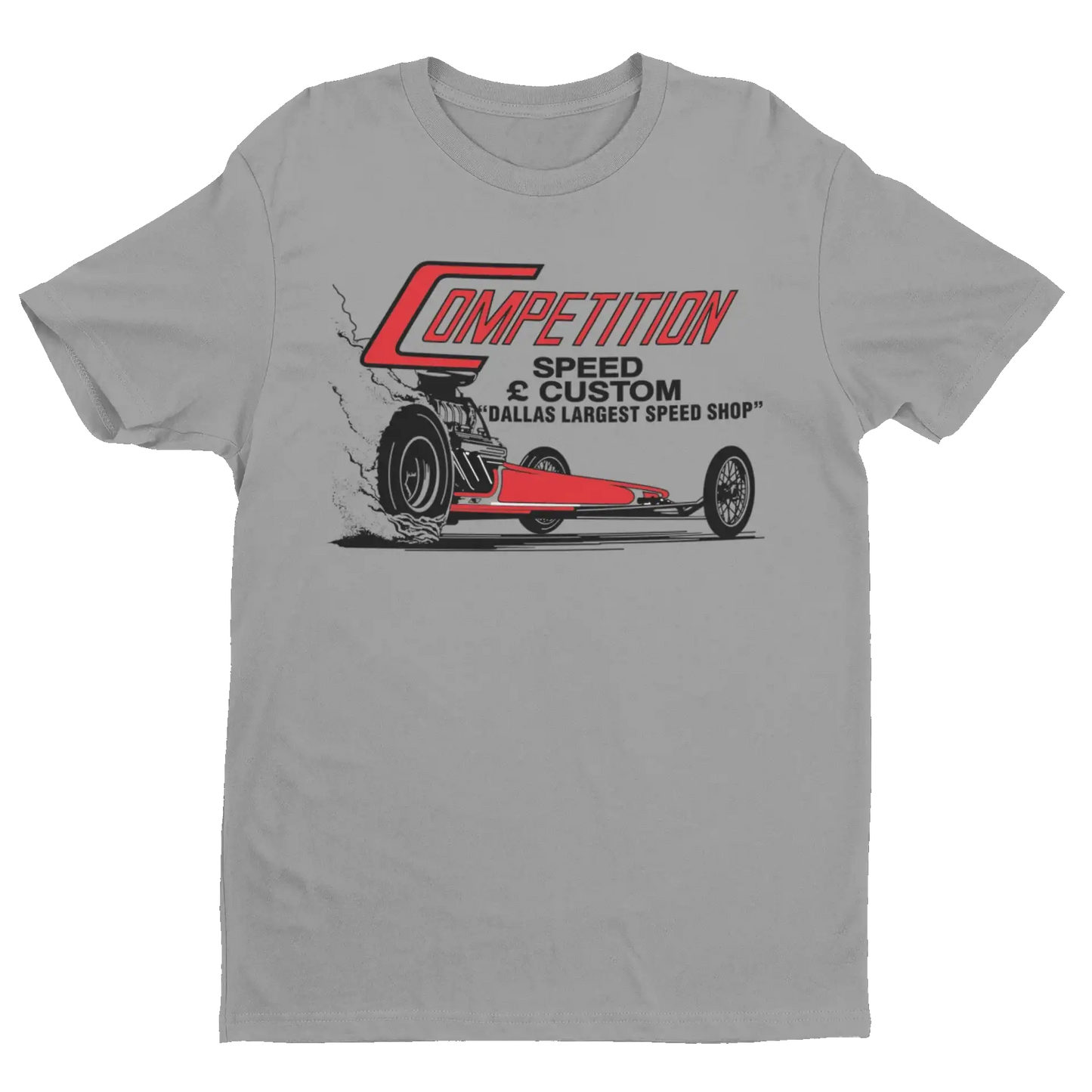 Competition Speed and Custom Dallas,TX Mens Gray TShirt Chevy Mopar Ford Drag Racing Hot Rods