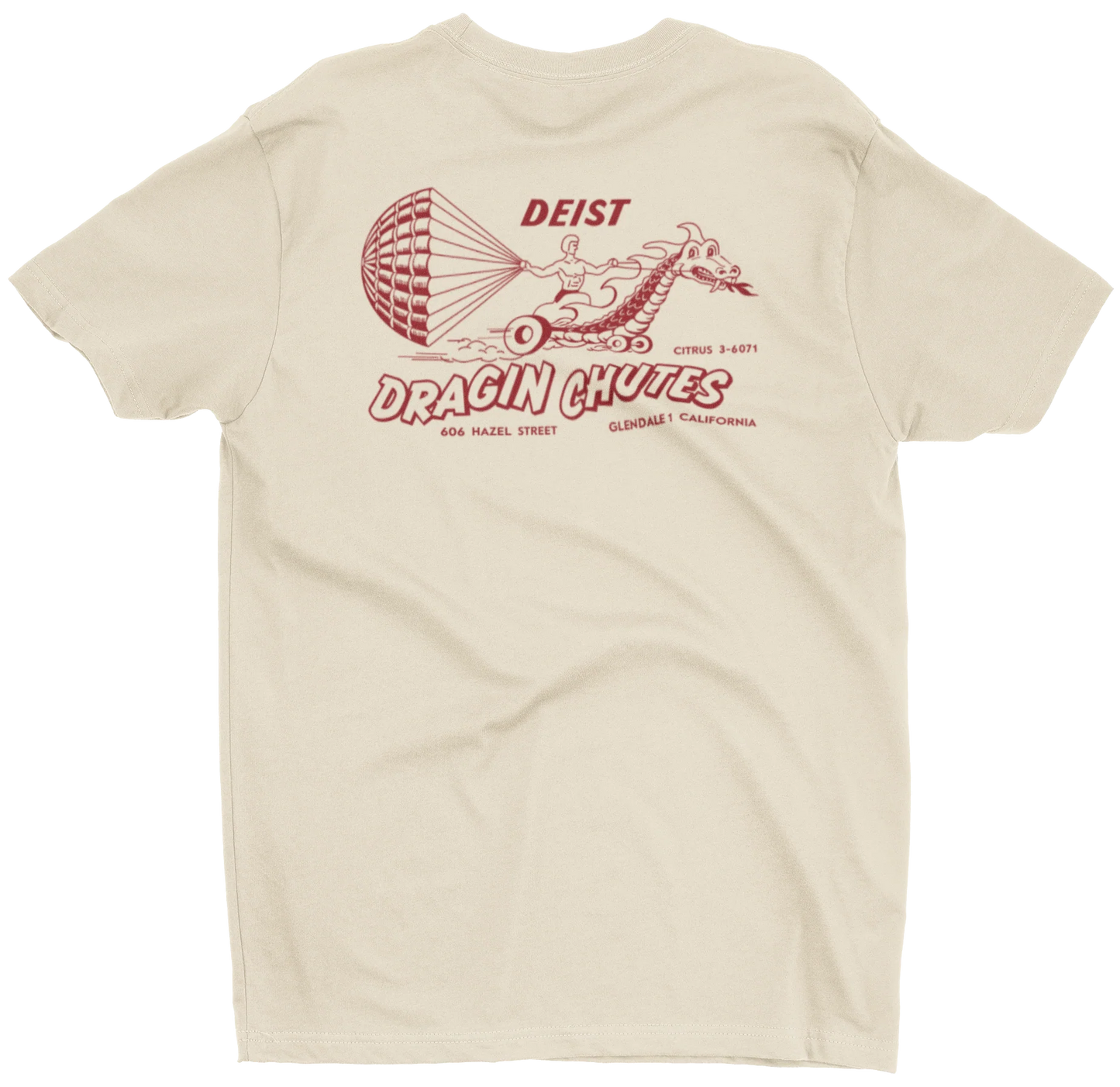 DEIST DRAGIN CHUTES Tan/Sand Tee  Men's T-Shirt by Merchants of Speed