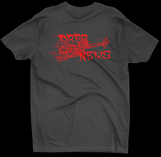 DRAG NEWS Magazine Dragster Logo Men's Black T shirt by Merchants of Speed