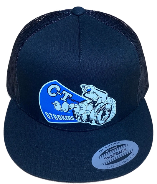 CT Strokers Black/White Flat Brim Trucker Hat Hot Rods Drag Racing