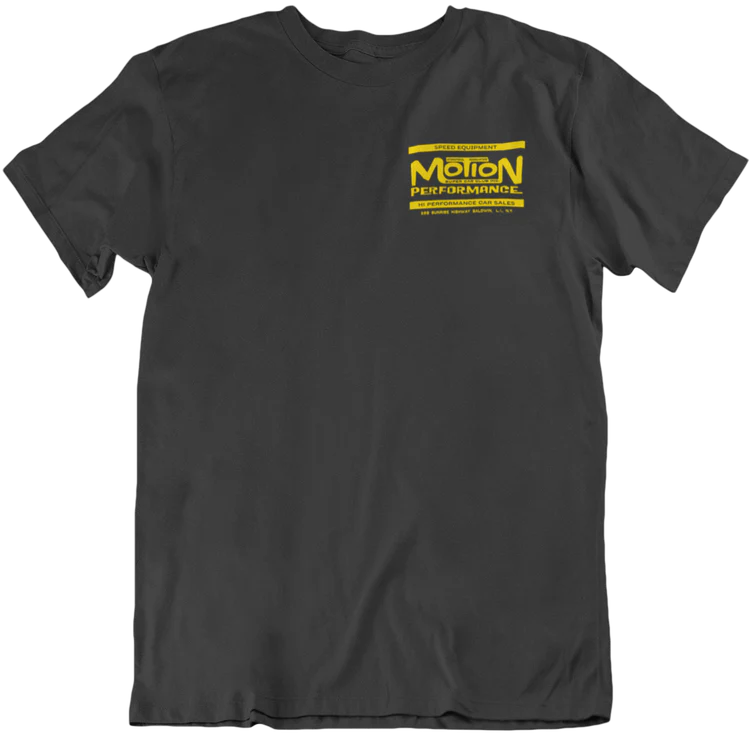 Motion Performance SuperCar Club Baldwin New York Mens T shirt Chevy Camaro Nova Drag Racing Hot Rods