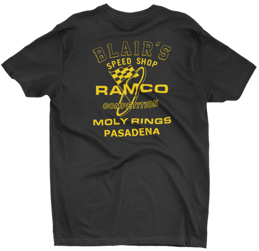 RAMCO MOLY RINGS Blair's Speed Shop Black Tee T-shirt