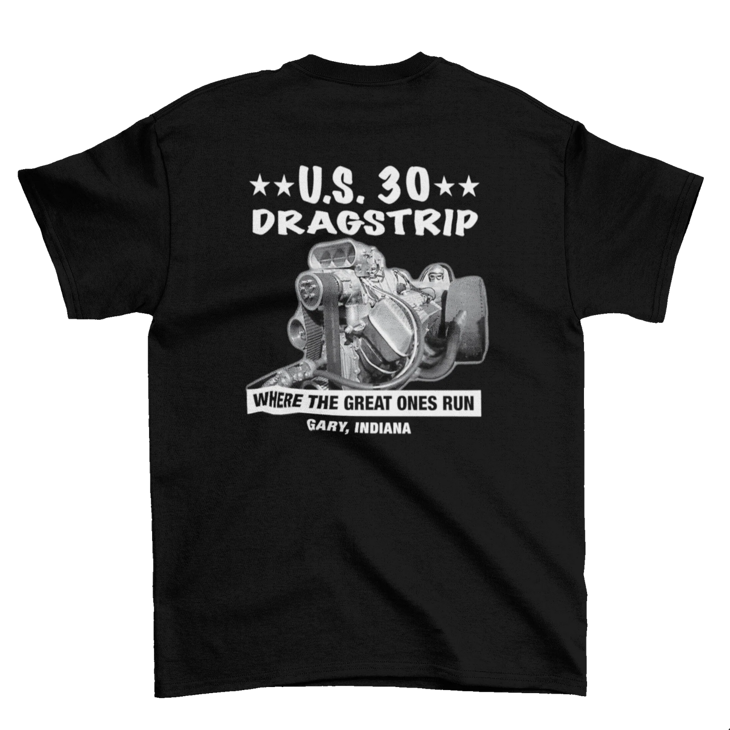 U.S. 30 Dragstrip Gary,IN.  Men's Medium Black T shirt