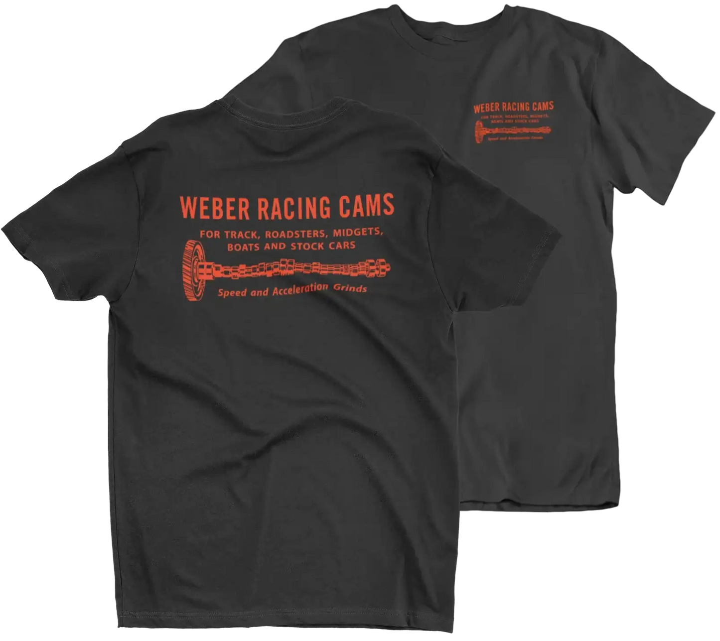 Weber Racing Cams Men's Black T shirt Drag Racing Hot Rods