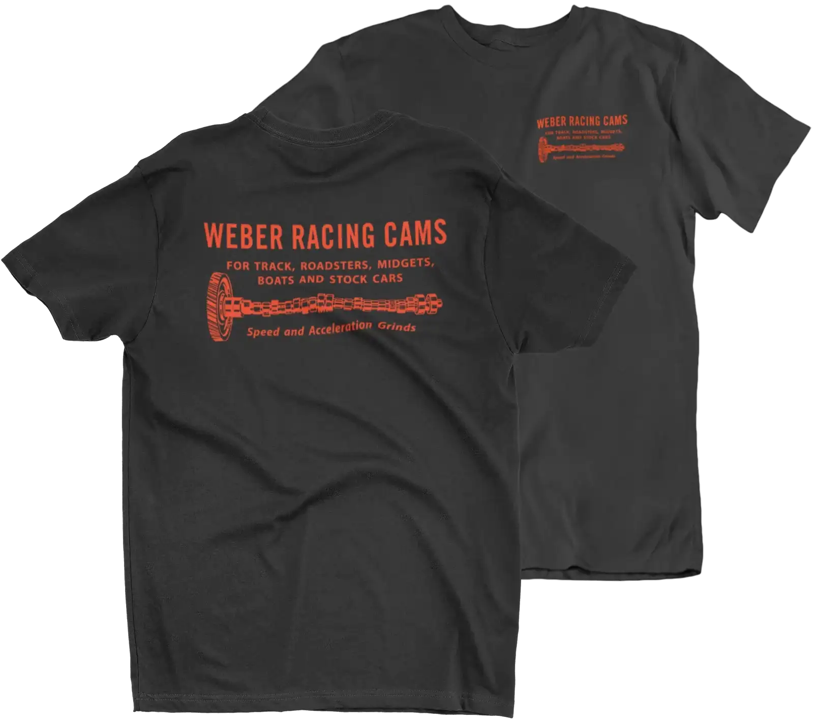 Weber Racing Cams Men's Black T shirt Drag Racing Hot Rods