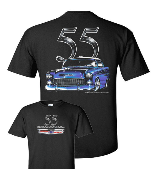 Chevrolet 1955 Bel Air/210  Mens Black T shirt Licensed