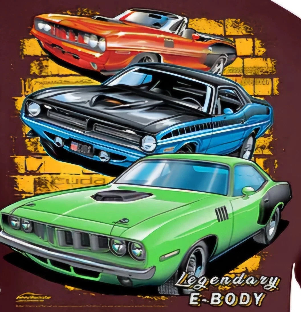 Legendary E body Plymouth Cuda Men's T Shirt Johny Rockstar Brand