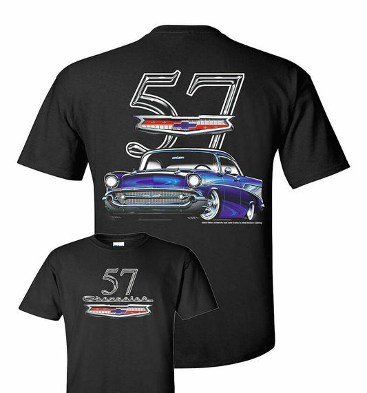 Chevrolet 1957 Bel Air/210  Mens Black T shirt Licensed Tri 5 Hot Rod