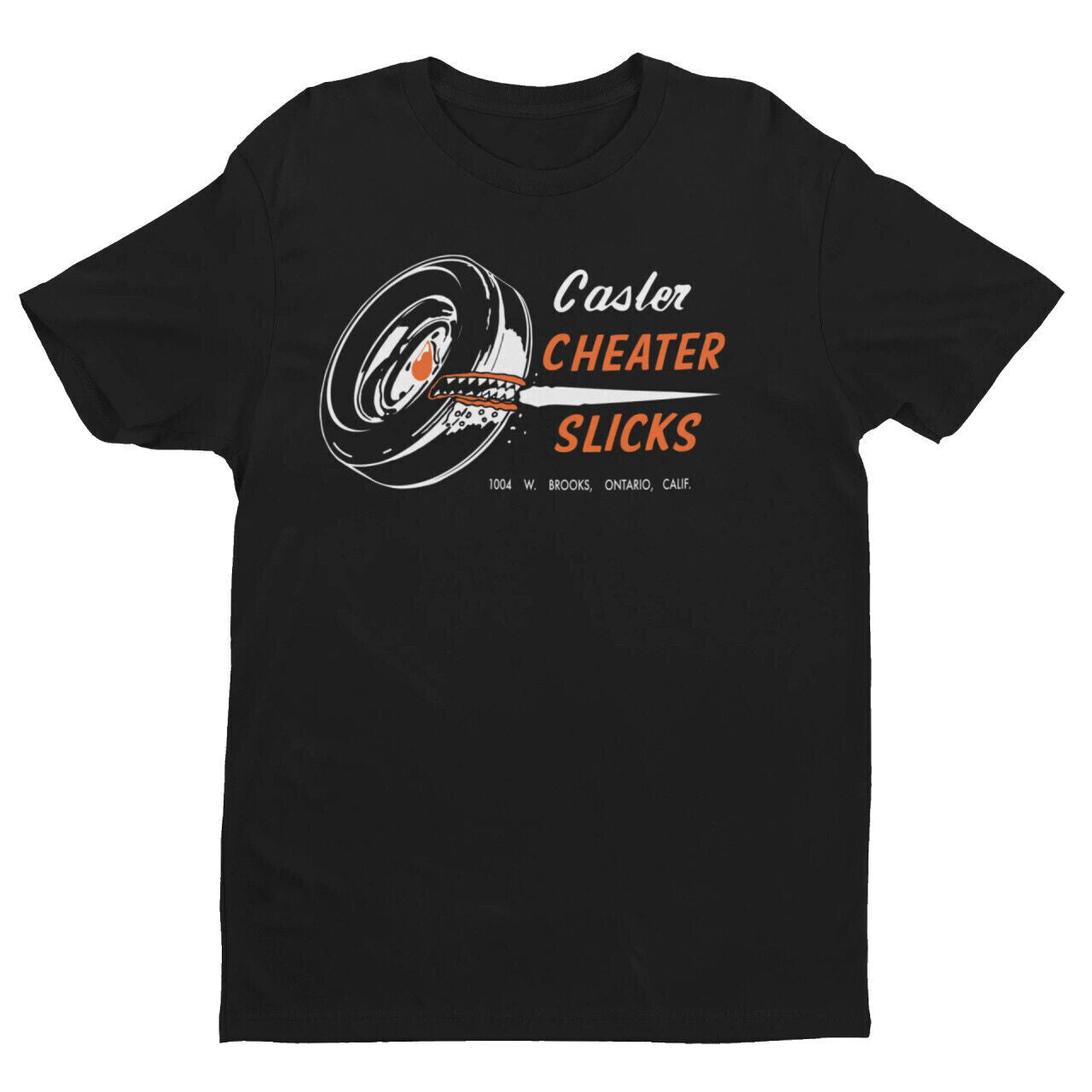 Casler Cheater Slicks Mens Black Shirt Chevy Mopar Ford Pontiac Olds