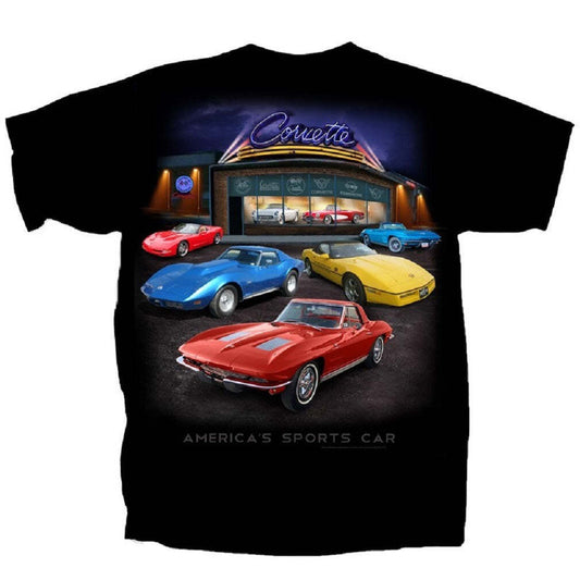 Corvette Showroom Chevrolet Mens T shirt(Joe Blow t's) Licensed